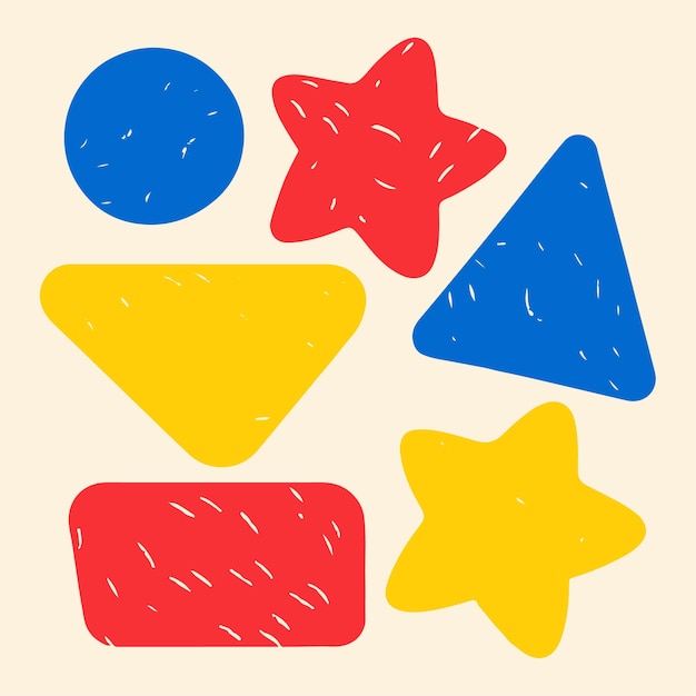 Formas básicas Círculo redondo cuadrado triángulo estrella pegatinas geométricas infantil fresco dibujo a mano