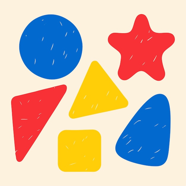 Formas básicas Círculo redondo cuadrado triángulo estrella pegatinas geométricas infantil fresco dibujo a mano
