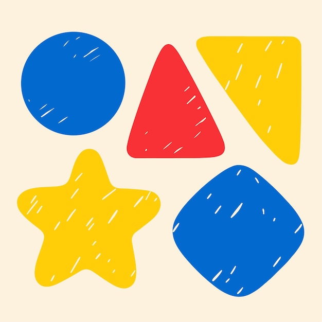 Formas básicas Círculo redondo cuadrado triángulo estrella pegatinas geométricas infantil fresco dibujo a mano