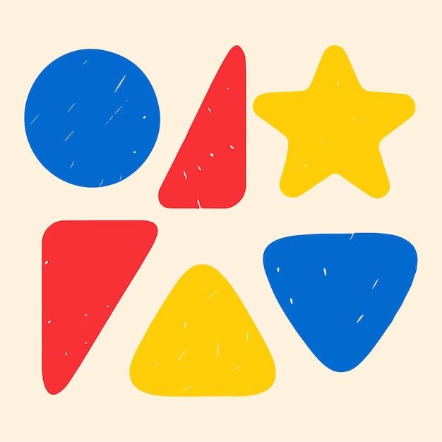 Formas básicas Círculo redondo cuadrado triángulo estrella pegatinas geométricas infantil fresco dibujo a mano