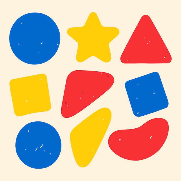 Formas básicas Círculo redondo cuadrado triángulo estrella pegatinas geométricas infantil fresco dibujo a mano