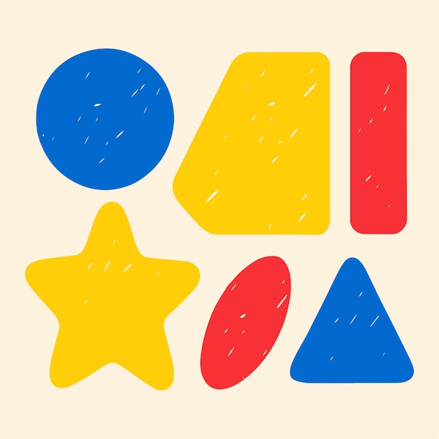 Formas básicas Círculo redondo cuadrado triángulo estrella pegatinas geométricas infantil fresco dibujo a mano