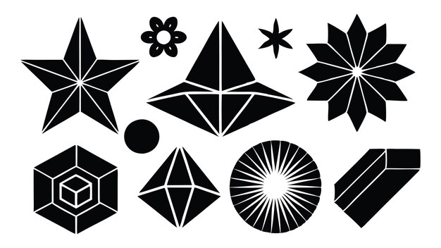 Formas brutales para el diseño de estilo minimalista suizo Constructor de figuras primitivas postmodernas geométricas de moda conjunto de vectores planos ilustración fondo blanco
