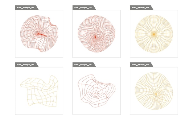 Formas de brutalismo Adornos gráficos retro futuristas Iconos planos minimalistas