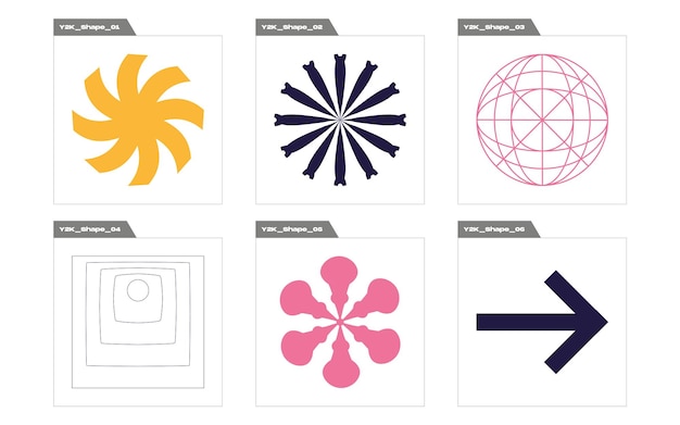 Formas de brutalismo Gran conjunto de objetos retro para el diseño Iconos minimalistas planos