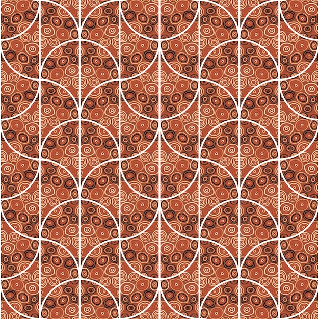 Formas circulares de patrones sin fisuras en estilo garabato Ornamento de mosaico de caleidoscopio decorativo