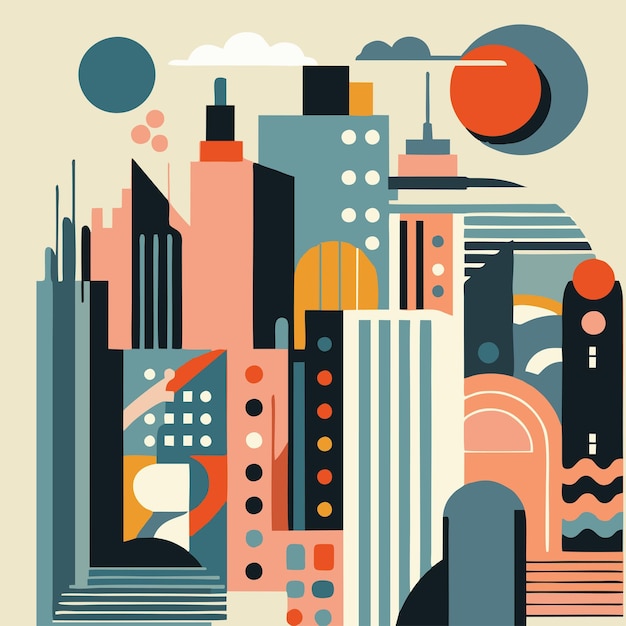 Las formas de la ciudad tonos pastel delicados arte vectorial limpio