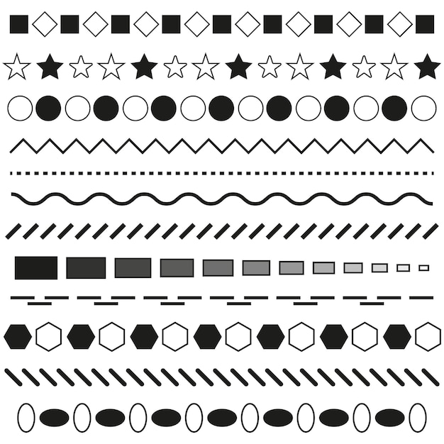 Formas de colección de patrones de divisores. forma geometrica. ilustración vectorial