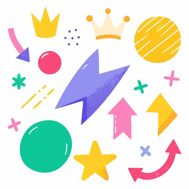 Formas coloridas Símbolos divertidos y brillantes para proyectos de diseño