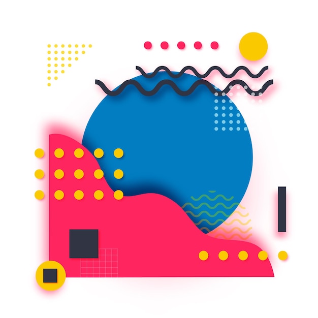 Formas de corte de papel de Memphis. Pop Art y estilo años 80. Geométrica abstracta de moda.