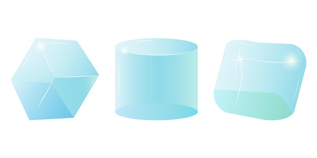 Formas de cubos de vidrio transparentes en estilo realista