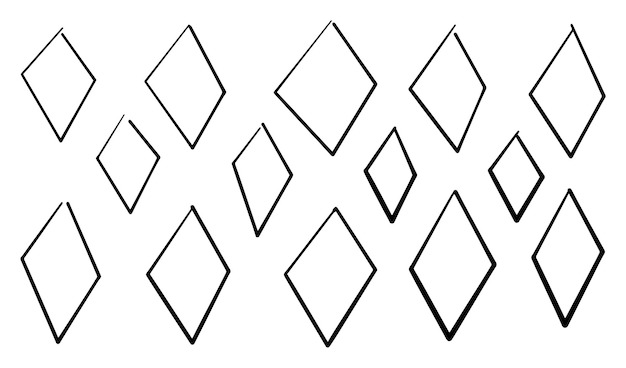 Formas de diamantes dibujadas a mano sobre un fondo blanco