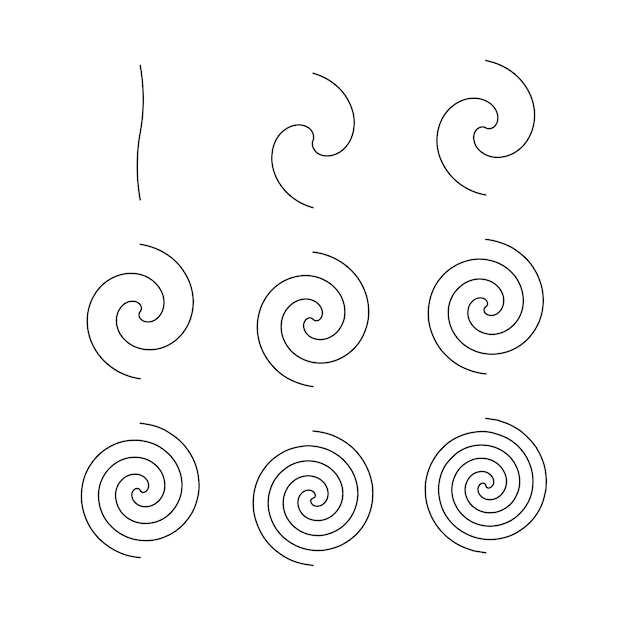 Formas dinámicas de espiral vectorial para diseño de arte futurista y digital