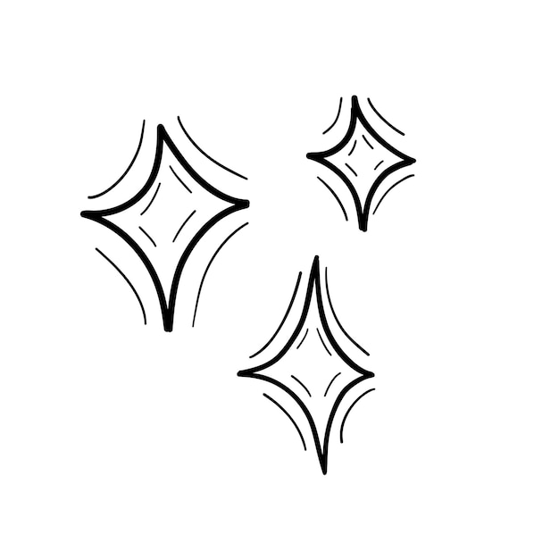 Formas de estrellas abstractas mínimas en un diseño limpio en blanco y negro con motivos celestes y