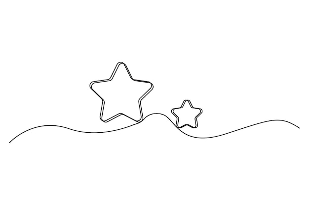 Formas de estrellas de contorno Base de línea ondulada Diseño minimalista simple Ilustración vectorial