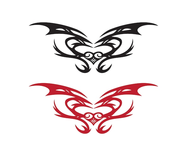 formas étnicas del corazón en estilo gótico Elementos modernos dibujados a mano para el cartel del tatuaje tipográfico