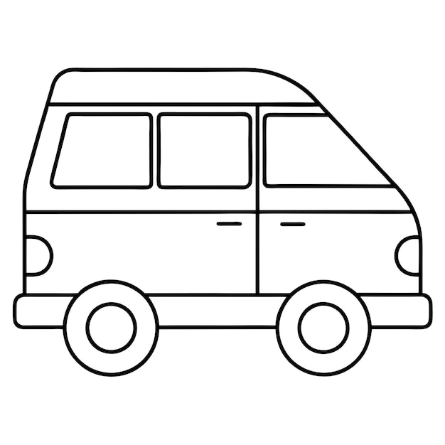 formas fáciles vehículos de transporte contorno página de libro de colorear dibujo de arte de línea