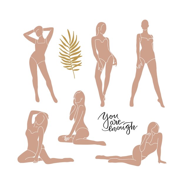 formas femeninas de cuerpo de mujer abstracta en traje de baño conjunto silueta arte mujeres en bikini moda de moda