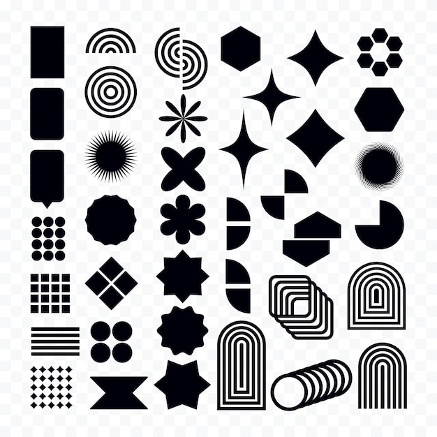 Formas y figuras geométricas modernas brutales y elementos de diseño primitivos