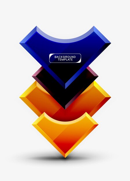 Formas futuristas 3D fondo abstracto vectorial hecho de piezas brillantes con efectos de luz