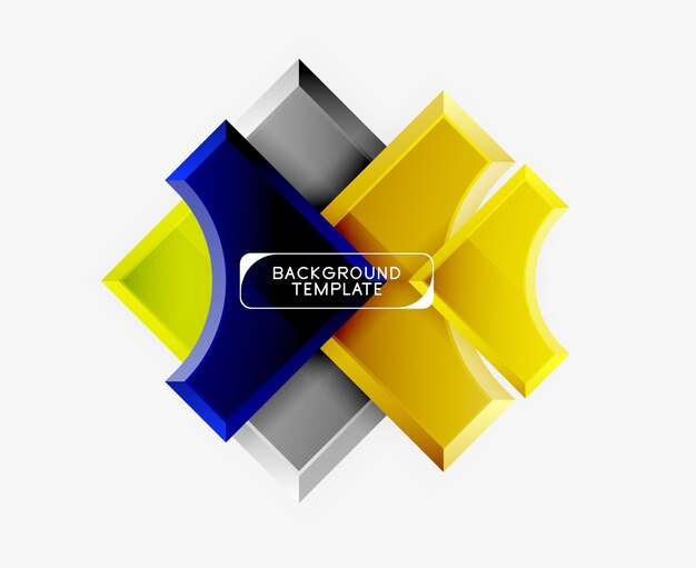 Formas futuristas 3D fondo abstracto vectorial hecho de piezas brillantes con efectos de luz