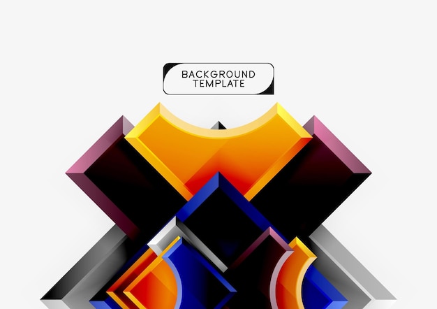 Formas futuristas 3D fondo abstracto vectorial hecho de piezas brillantes con efectos de luz