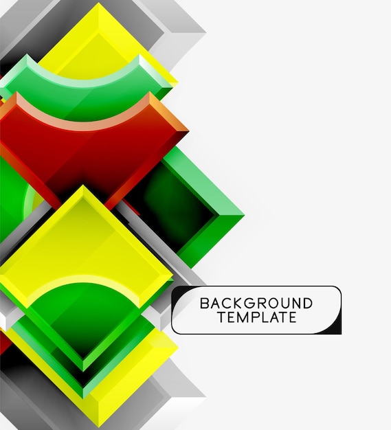 Formas futuristas 3D fondo abstracto vectorial hecho de piezas brillantes con efectos de luz