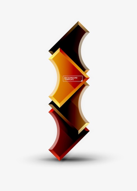 Formas futuristas 3D fondo abstracto vectorial hecho de piezas brillantes con efectos de luz