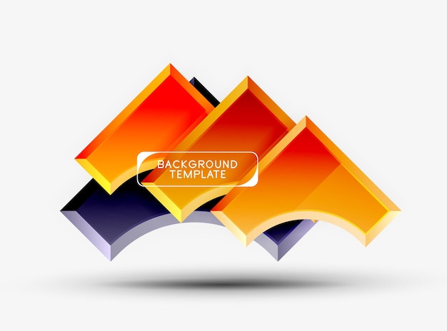Formas futuristas 3D fondo abstracto vectorial hecho de piezas brillantes con efectos de luz