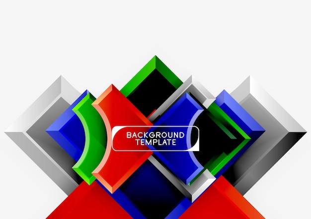 Formas futuristas 3D fondo abstracto vectorial hecho de piezas brillantes con efectos de luz