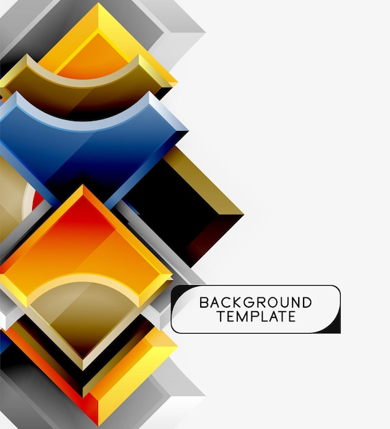 Formas futuristas 3D fondo abstracto vectorial hecho de piezas brillantes con efectos de luz