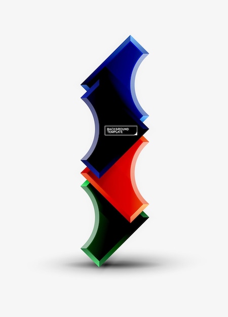 Formas futuristas 3D fondo abstracto vectorial hecho de piezas brillantes con efectos de luz