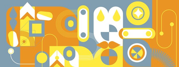 Formas geométricas abstractas azules y naranjas diseño plano diseño vectorial retro