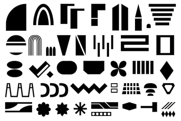 Formas geométricas abstractas brutales en negro Figura contemporánea brutal diseño Bauhaus memphis