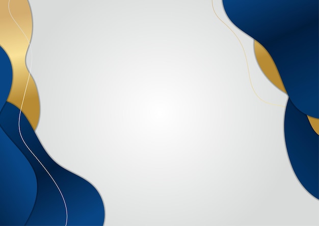 Formas geométricas abstractas de lujo azul oscuro y oro sobre fondo gris. plantilla de diseño vectorial moderno para fondo de presentación, certificado, tarjeta de visita, banner, volante y mucho más