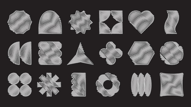 Formas geométricas abstractas con patrones de arte de líneas