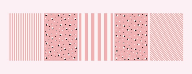 Formas geométricas abstractas sobre fondo rosa establecer ilustración vectorial