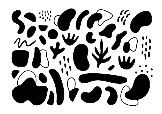 Formas geométricas abstractas Vector Dibujado a mano varias formas y objetos de garabato Elementos de estilo moderno contemporáneo abstracto Ilustración en blanco y negro de moda Textura de sello