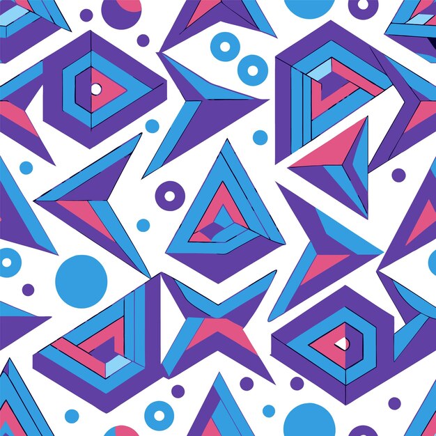 Formas geométricas abstractas vibrantes Patrón vectorial sin costuras con elementos curvos y angulares