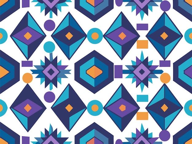 Formas geométricas abstractas vibrantes Patrón vectorial sin costuras con elementos curvos y angulares