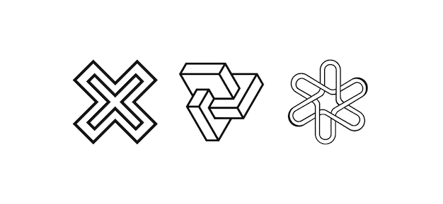 Las formas geométricas y el arte abstracto se unen en este conjunto vectorial con iconos en negro y color