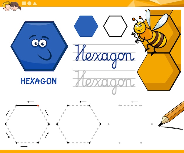 formas geométricas básicas de dibujos animados hexágono