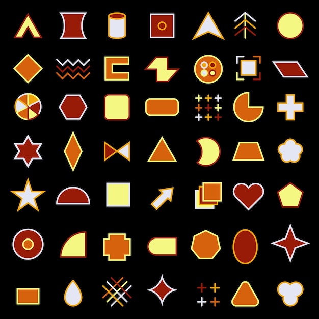 Formas geométricas brillantes Colección de íconos de formas geométrica sencillas Formas geometricas