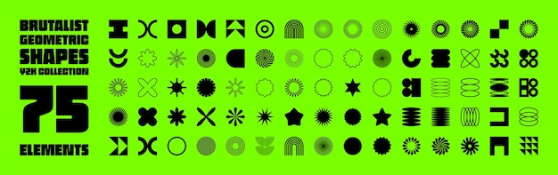 Las formas geométricas brutales simbolizan elementos primitivos simples y formas de diseño retro de moda