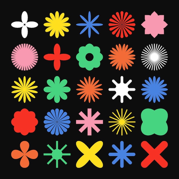 Formas geométricas brutales símbolos coloridos elementos y formas primitivas simples Bauhaus diseño retro