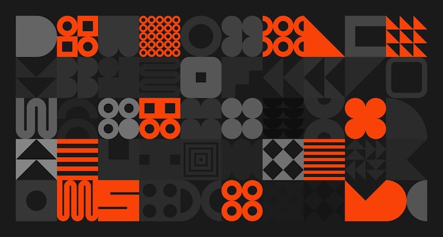 Formas geométricas brutales símbolos grises y naranjas elementos y formas primitivas simples diseño retro