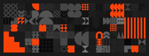 Formas geométricas brutales símbolos grises y naranjas elementos y formas primitivas simples diseño retro