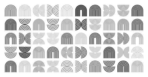 Formas geométricas brutales símbolos simples elementos primitivos y formas Bauhaus diseño retro de moda