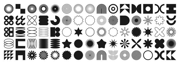Formas geométricas brutales símbolos simples elementos primitivos y formas Bauhaus diseño retro de moda