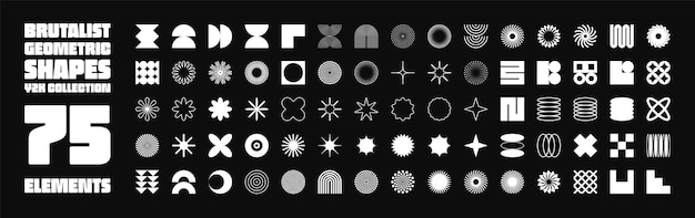 Formas geométricas brutales símbolos simples elementos primitivos y formas Bauhaus diseño retro de moda